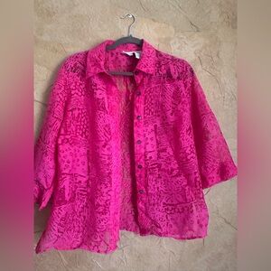 White Stag Pink Sheer Button-Up Blouse